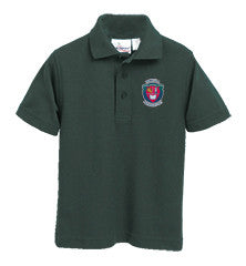 Green TPS boys school uniform polo shirt with crest