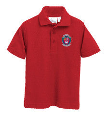 Red TPS boys school uniform polo shirt with crest