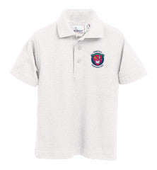 White TPS boys school uniform polo shirt with crest